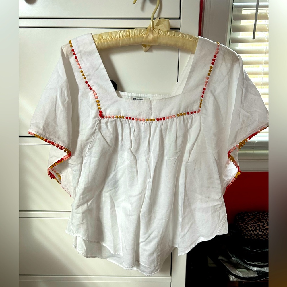 Madewell white butterfly short sleeve top